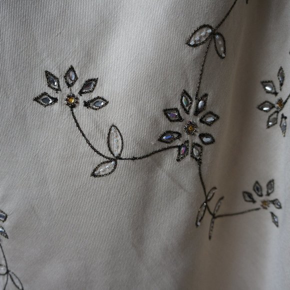 Lafayette 148 Linen Silk Skirt Embroidery Beads Sz 6 - Picture 4 of 8